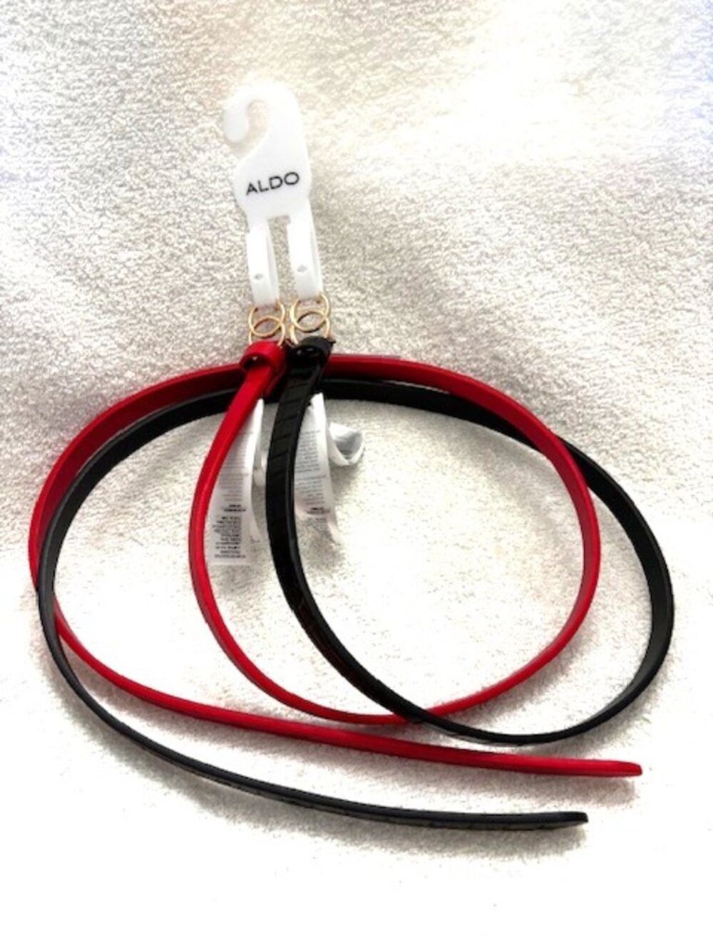 Aldo 2-piece skinny belt set one red and one black NWT